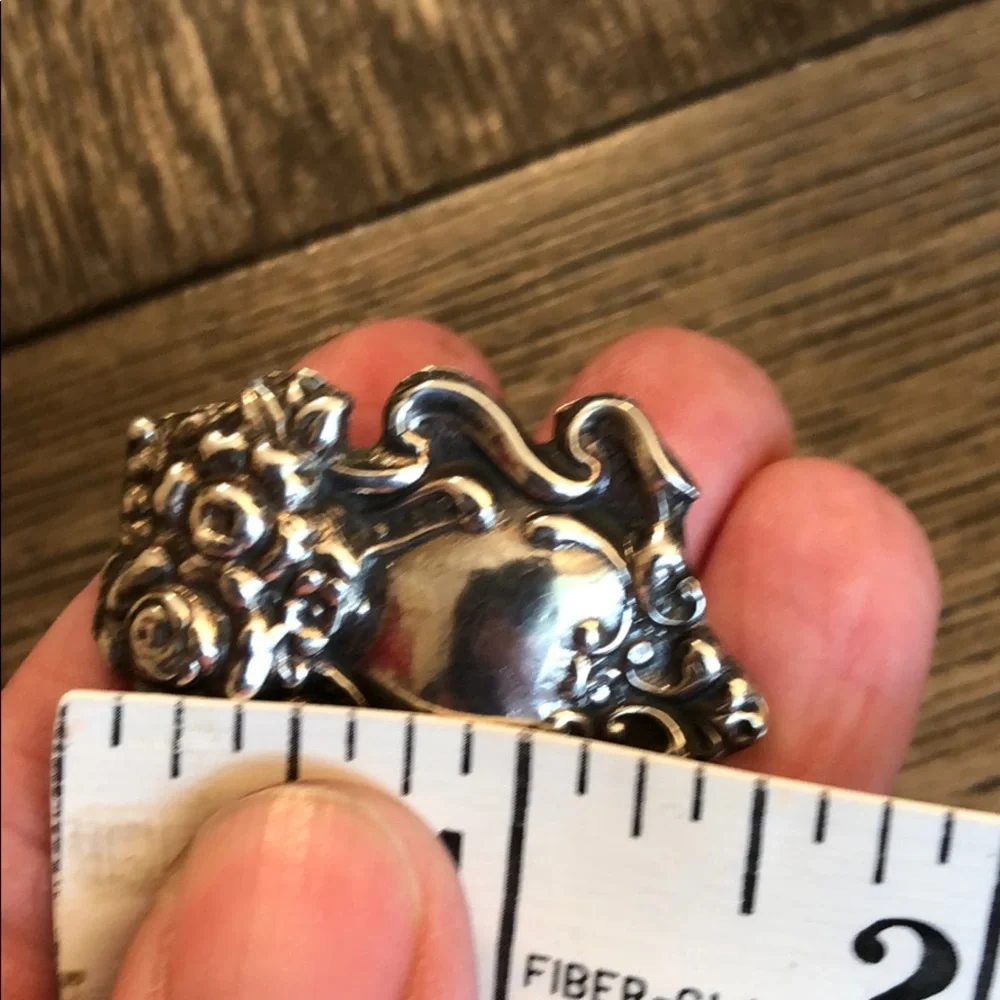 Sterling Silver Repousse Clip Earrings Baroque